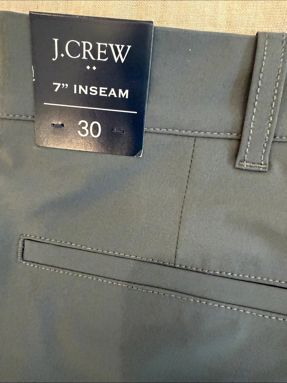 J. Crew Men's Flat Front Shorts — Charcoal Gray - Tech fabric- 7” inseam